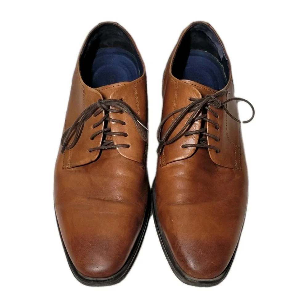 Cole Haan Grand Leather Shoes Mens 11 Brown Comfort Oxford Plain Toe Prep
